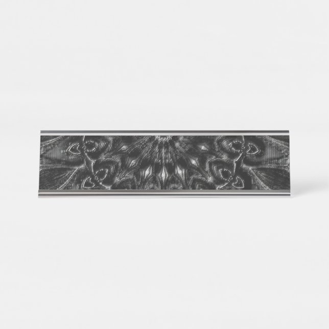 Charcoal Mandala Schreibtischnamensplakette (Vorderseite )