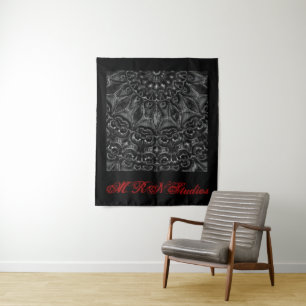 Charcoal Mandala Tapestry Wandteppich