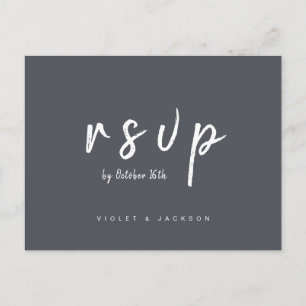 Charcoal-Minimalistische Skripthochzeit RSVP Einladungspostkarte