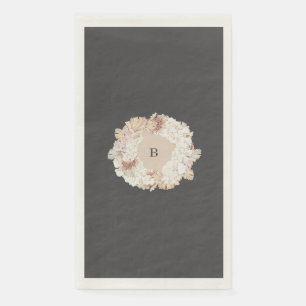 Charcoal Pampas Wreath Cream Boho Monogram Wedding Serviette
