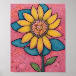 Charcoal Pencil Yellow Daisy Poster