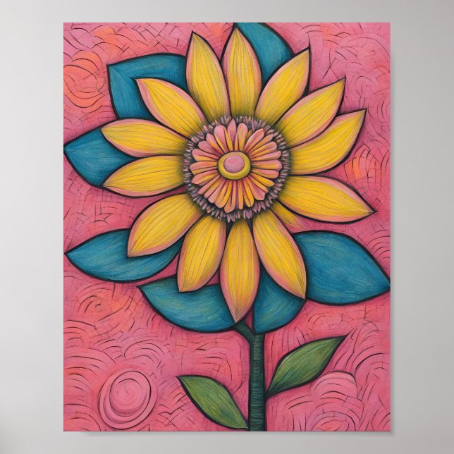 Charcoal Pencil Yellow Daisy Poster (Vorne)