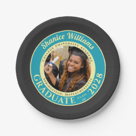 Charcoal Photo Modern Graduation Party Pappteller