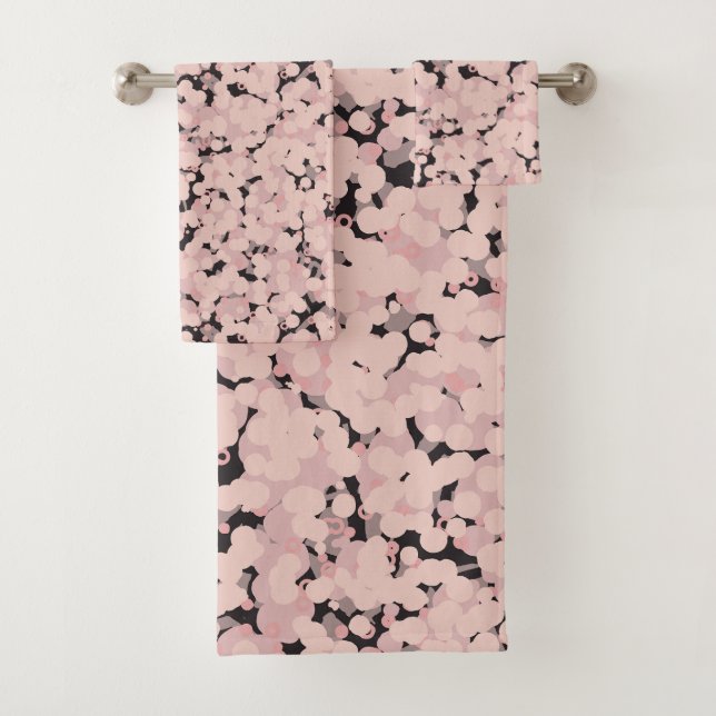 charcoal pink gray abstract badhandtuch set (Insitu)