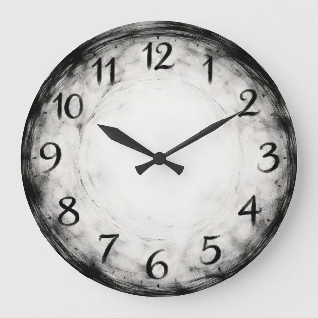 Charcoal-Rhythmus — Abstrakt Große Wanduhr (Vorderseite)