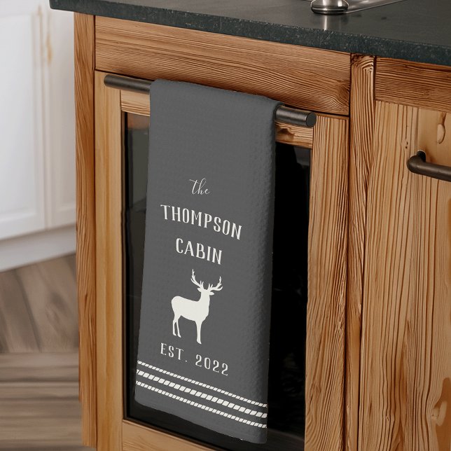 Charcoal Rustic Deer Personalisiert Geschirrtuch (Von Creator hochgeladen)