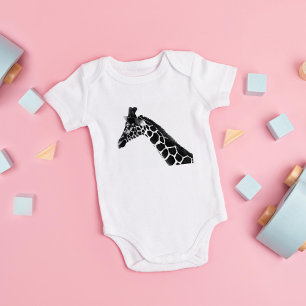 Charcoal Sketch Giraffe Baby Strampler