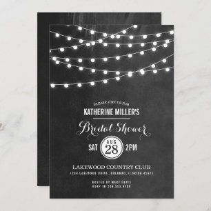 Charcoal String Lights Bridal Dusche Einladung