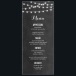 Charcoal String Lights Wedding Menu Card Menükarte<br><div class="desc">Moderne Hochzeitskarte mit schlichter, eleganter Linienleuchte, die über das Oberteil hängt und eine elegante Mischung aus modernen und kalligraphischen Script-Schriftart auf einem Imitat mit Aquarelltextur. Ein schlichtes und stilvolles Design, perfekt für den Sommer! Klicken Sie auf die Schaltfläche IT CUSTOMIZE, um Schriftart anzupassen, Text zu verschieben und Ihr eigenes einzigartiges...</div>