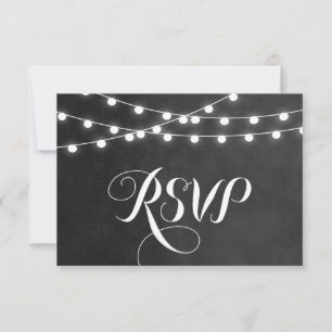 Charcoal String Lights Wedding RSVP Card