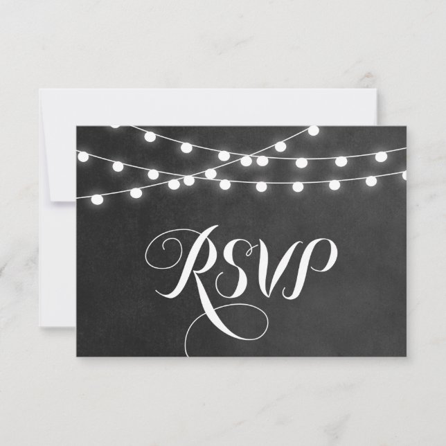 Charcoal String Lights Wedding RSVP Card (Vorderseite)