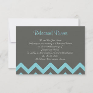 Charcoal und Aqua Zickzack Posh Wedding Probe Einladung