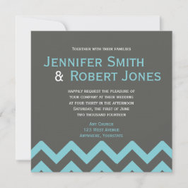 Charcoal und Aqua Zickzack Posh Weditation Einladung