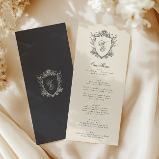 Charcoal Wappen Vintag Beige Classic Wedding Menükarte