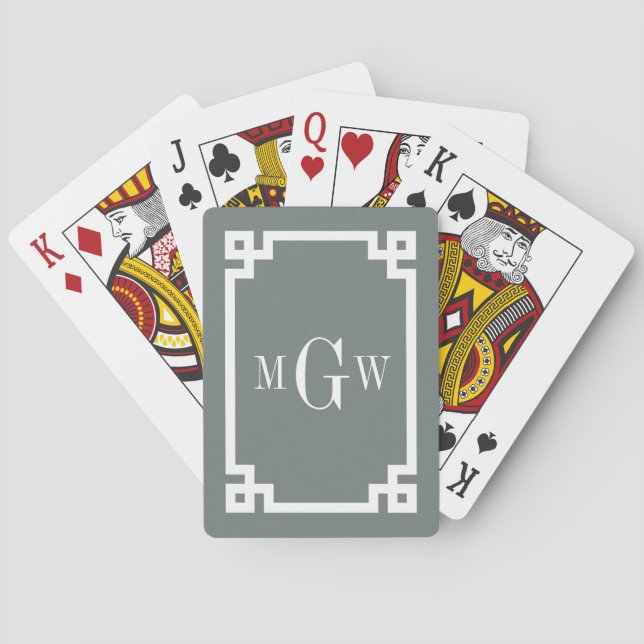 Charcoal White Greece Key #2 Gerahmt 3 Init Monogr Spielkarten (Rückseite)