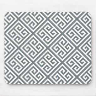 Charcoal White Med Griechischer Schlüssel Diag T  Mousepad