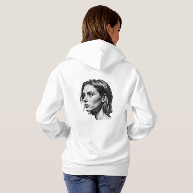 Charcoal Woman Portrait Black and White Art Hoodie (Schwarz voll)