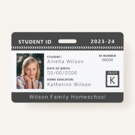 Charcoal Zickzack Homeschool Student ID Abzeichen Ausweis