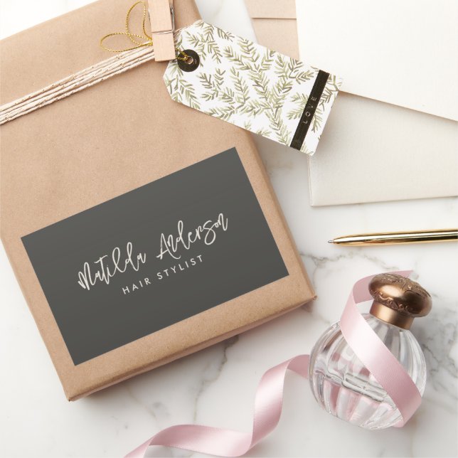 Charcograu moderne minimalistische, elegante Schri Rechteckiger Aufkleber (Schenken)