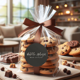 Charcograu moderne minimalistische, elegante Schri Runder Aufkleber