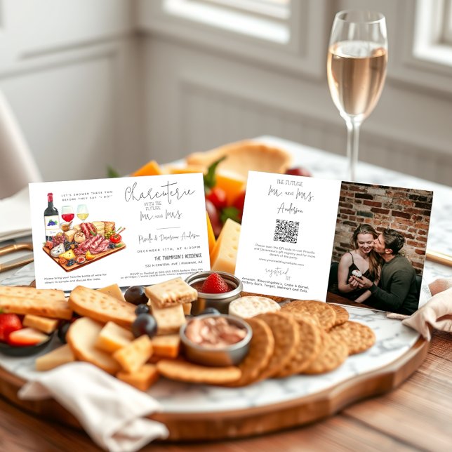 Charcuterie Board Couples Dusche QR Code Foto Einladung (Von Creator hochgeladen)