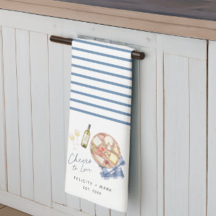 Charcuterie Board Wein & Käse Käse Liebe Geschirrtuch