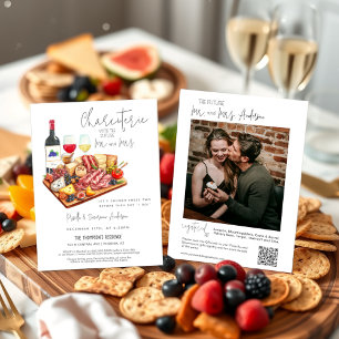 Charcuterie Board Weinkäse Paare Dusche Foto Einladung