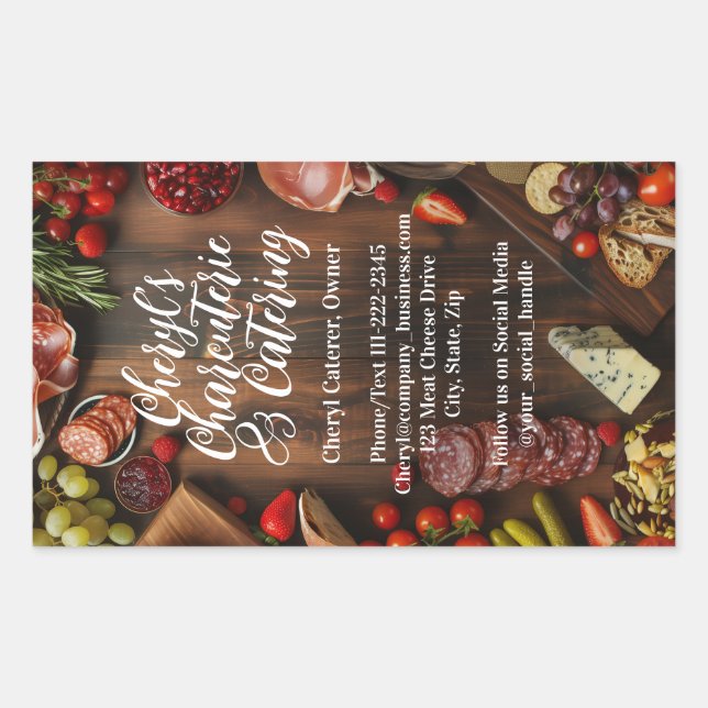 Charcuterie Catering Party or Social Event Planner Rechteckiger Aufkleber (Vorderseite)