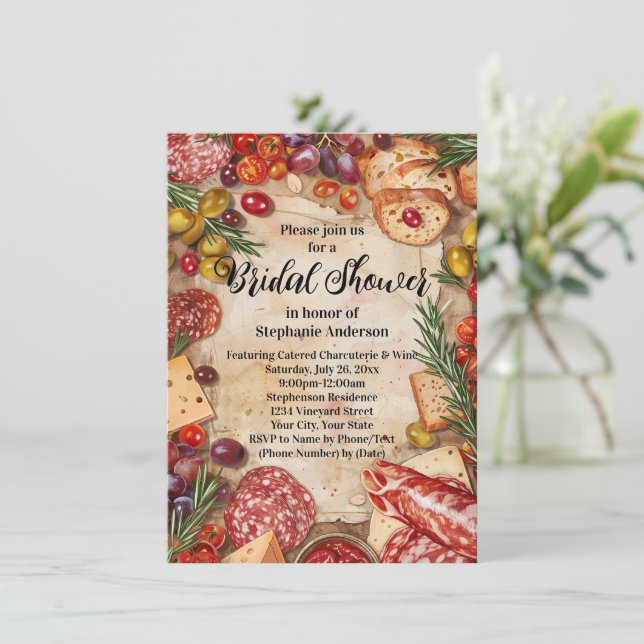 Charcuterie Theme Bridal Dusche Einladung (Stehend Vorderseite)
