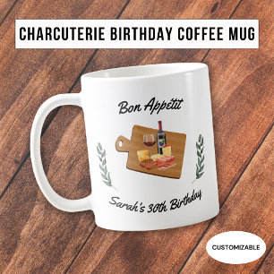 Charcuterie- und Wein-Picknick-Geburtstags-Mug wei Kaffeetasse