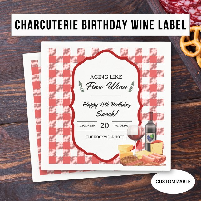 Charcuterie und Wine Party Picknick Geburtstag Serviette (Von Creator hochgeladen)