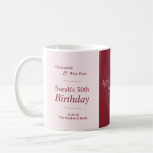 Charcuterie & Wein 50. Geburtstagsfeier Blush Kaffeetasse