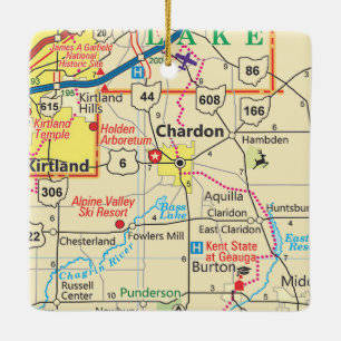 Chardon Ohio Vintag Map Keramikornament