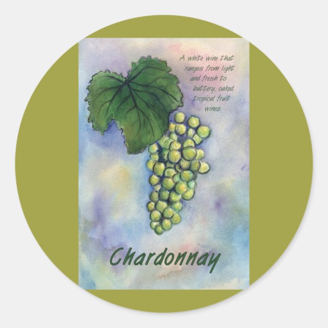 Chardonnay Weintrauben & Beschreibung Aufkleber (Vorderseite)