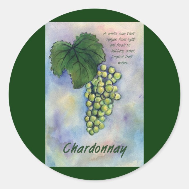 Chardonnay Weintrauben & Beschreibung Aufkleber (Vorderseite)
