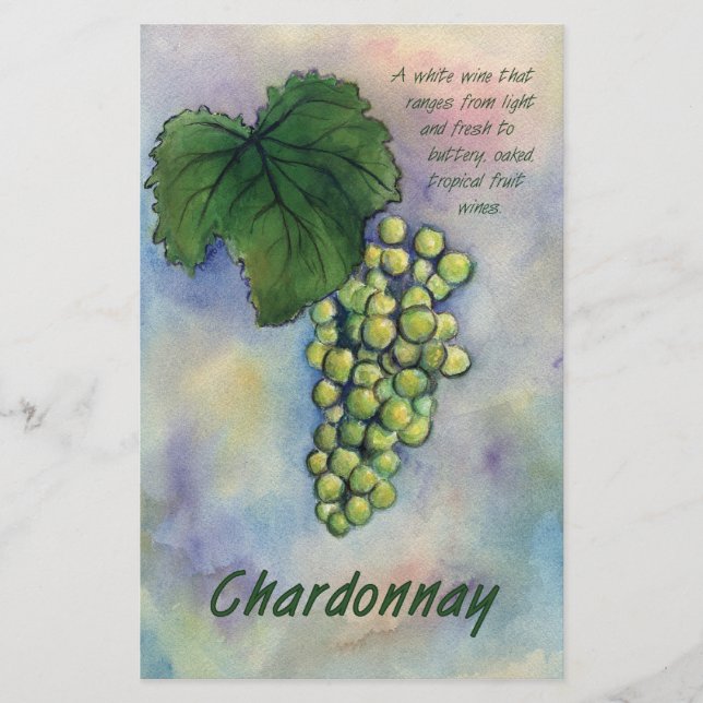 Chardonnay Weintrauben & Beschreibung Geschichten Briefpapier (Vorderseite)