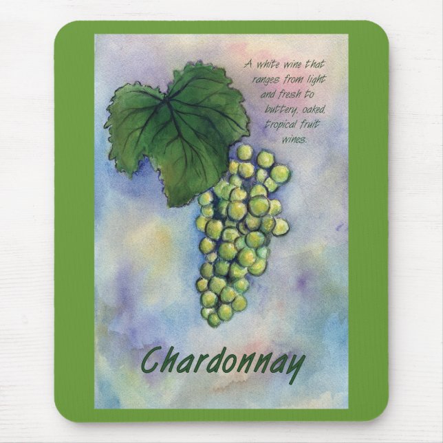 Chardonnay Weintrauben & Beschreibung Mousepad (Vorne)