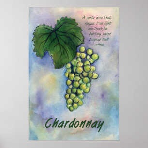 Chardonnay Weißer Wein Weintrauben Poster