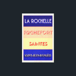 Charente Maritime Art Deco Poster Design Leinwanddruck<br><div class="desc">Nouvelle Aquitaine Plakatstil Design. Dieses elegante Art Deco Poster entwirft sportliche Plätze aus dem Südwesten Frankreichs, ideal für diejenigen, die gewollt haben, ihre Liebe für diese Region zu zeigen. Von T - Shirt bis hin zu Hausmeistern und Accessoires gibt es für jeden etwas - warum also nicht heute selbst Leckerei...</div>
