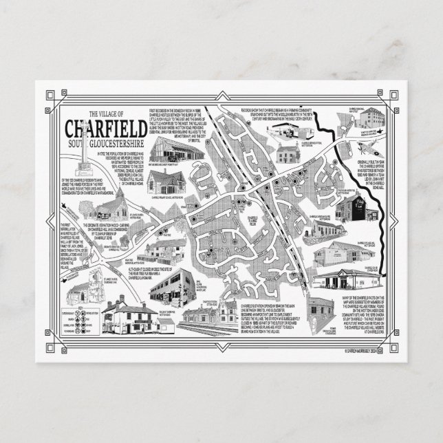 Charfield Village Map Postcard Postkarte (Vorderseite)