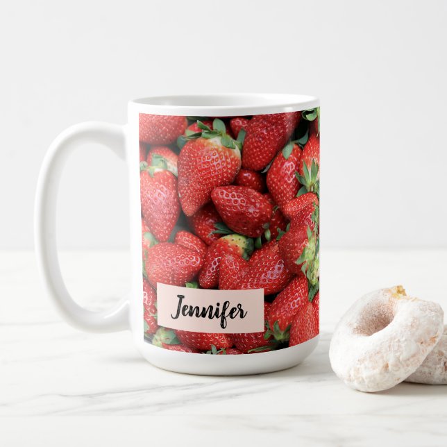 Charge der Roten Juicy Erdbeeren Kaffeetasse (Mit Donut)