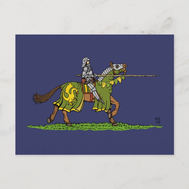 Charge Mittelalterlicher Ritter Postkarte (Vorderseite)