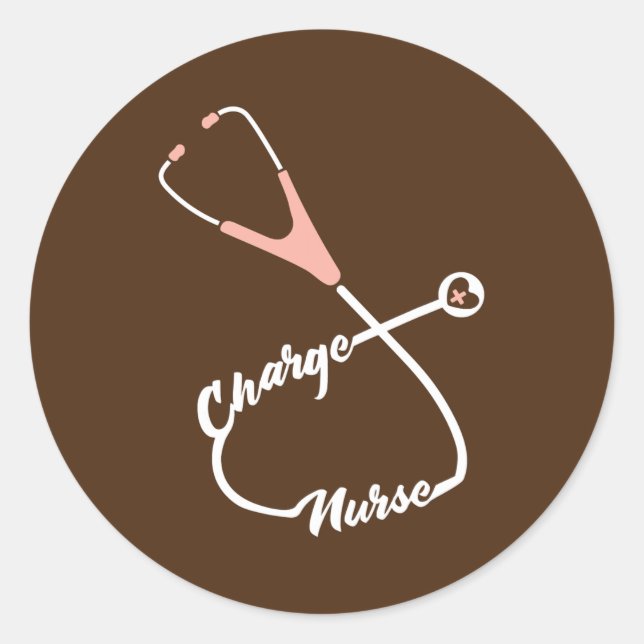 Charge Nurse Stethoscope Nursing Runder Aufkleber (Vorderseite)
