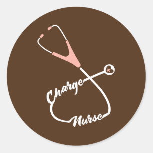 Charge Nurse Stethoscope Nursing Runder Aufkleber