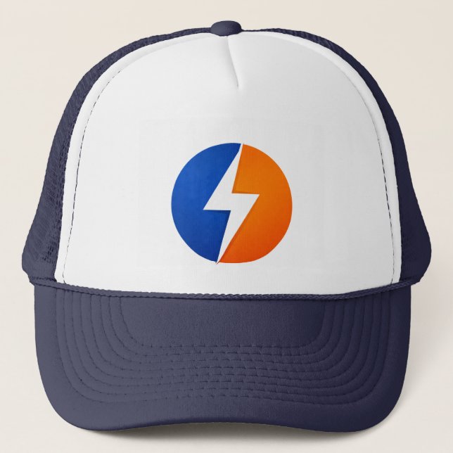 Charged Bolt Logo Trucker Mütze – Blau & Orange (Vorderseite)