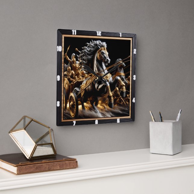 Chariot of the Void: Eisernes Herz Quadratische Wanduhr (Büro)