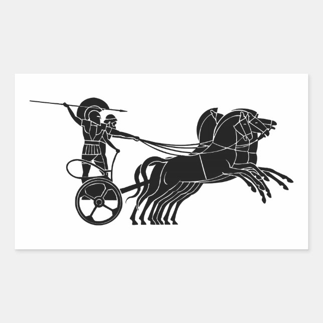 Chariot (Pferdewagen), griechische Notrufanlage Rechteckiger Aufkleber (Vorderseite)