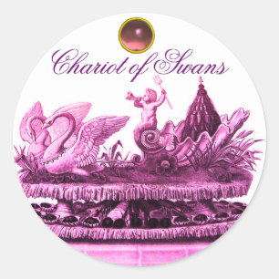 CHARIOT VON SCHWANKEN UND KUPCAKES PINK BEACH WEDD RUNDER AUFKLEBER