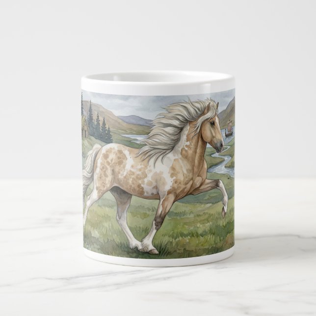 Charismatic Pinto Icelandic Mare watercolor Jumbo-Tasse (Vorderseite)