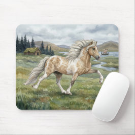 Charismatic Pinto Icelandic Mare watercolor Mousepad